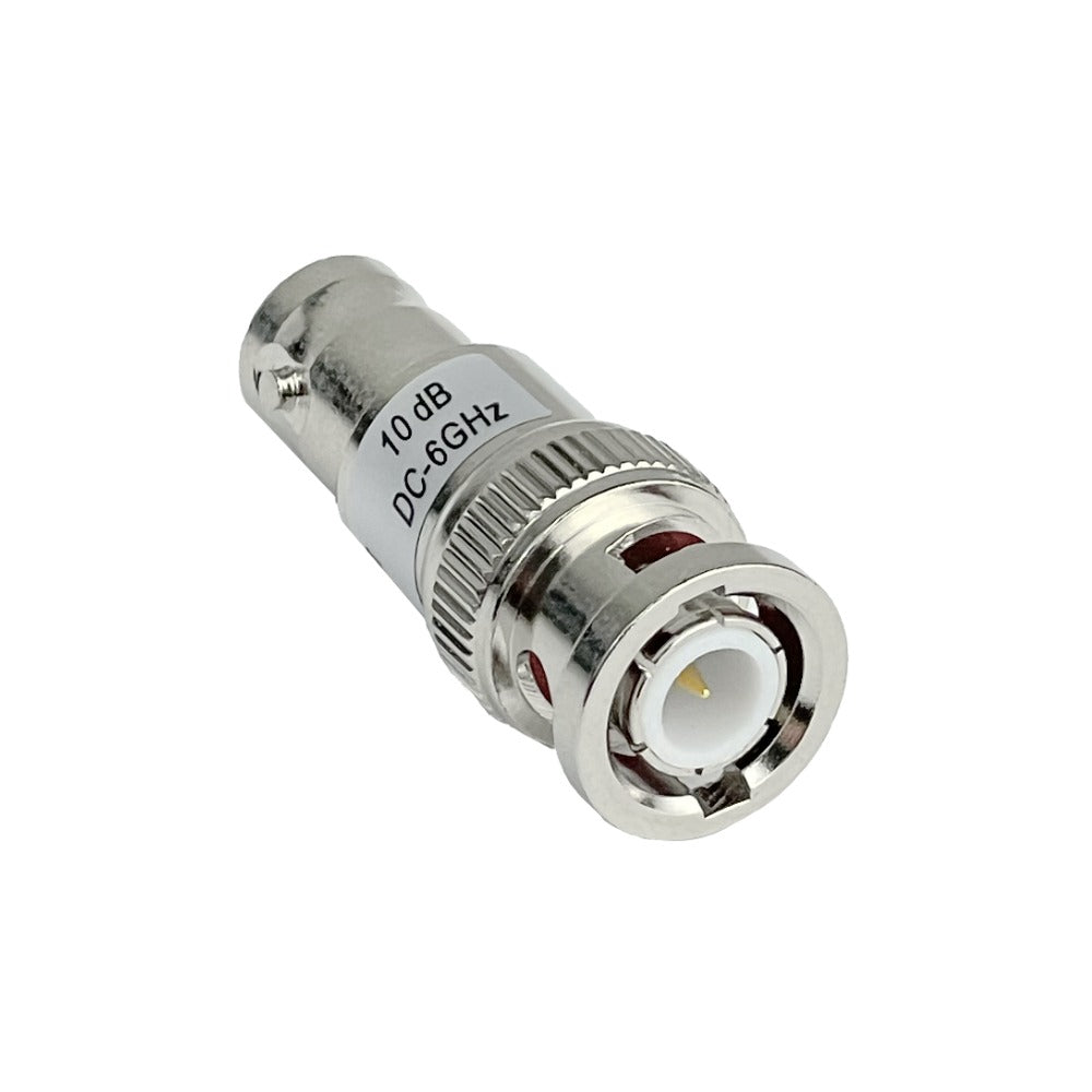 ATB-10 Atenuador de RF BNC de 10dB con rango de frecuencia de 0 a 6GHz, conector BNC Macho a BNC Hembra, acople para DC hasta 6GHz