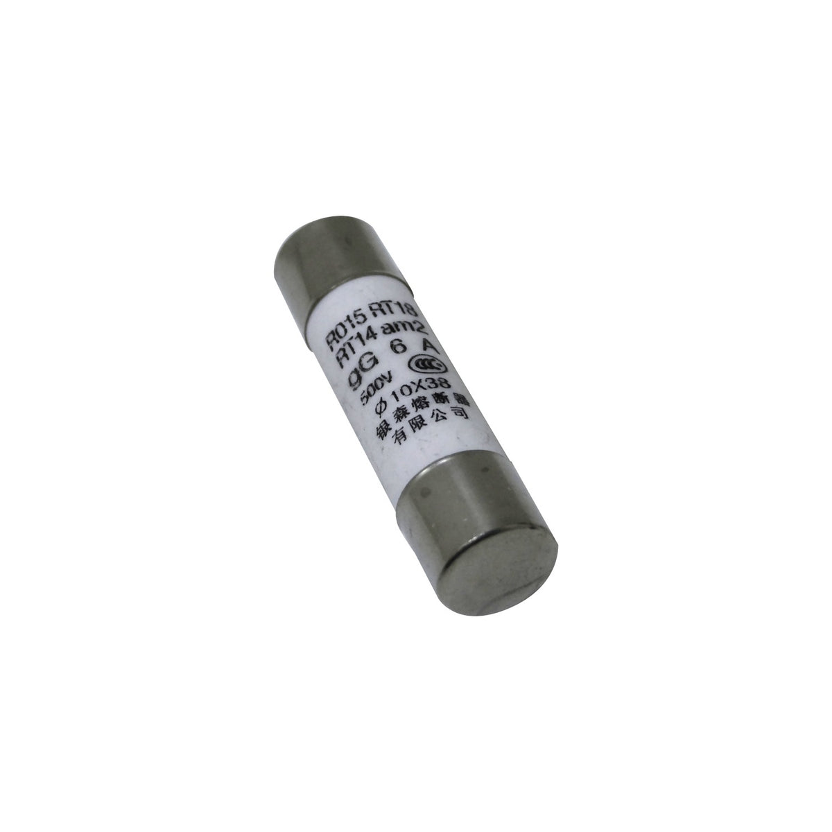 FUSE-6C Cartucho fusible 6A Dimensiones 10x38mm Tensión 500V Poder de corte 50KA Formato cilíndrico Largo 36mm Diámetro 9,5mm