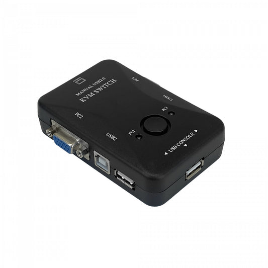 KVM21UA Conmutador KVM 2 puertos USB/VGA con hub de 3 puertos USB 2.0, requiere cables, no incluye fuente de poder, resolución 1920x1440