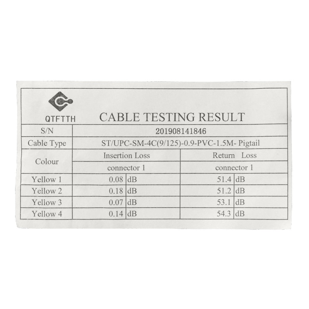 JFST-4 ST/UPC SM 1,5m 4-piezas Pigtail 150cm 0,9mm 1.5mt Monomodo 9/125um