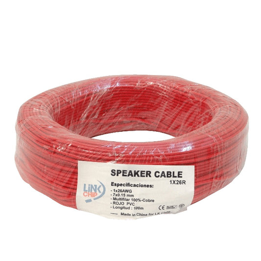 1X26R Rojo 1x26awg Cobre 0,13mm2 100 metros Alambre Conductor Aislado PVC 7x0,15mm