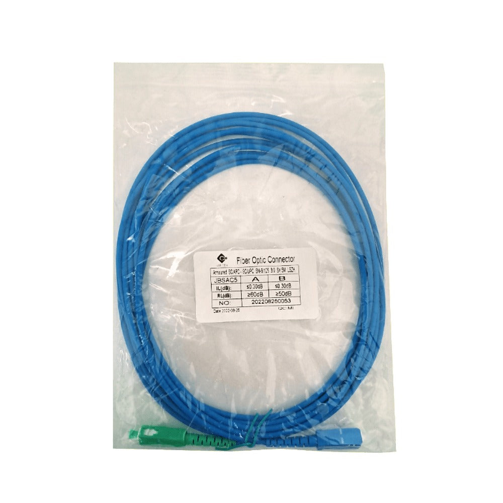 JBSAC5 LSZH Blindado 5mt SC/APC-SC/UPC SM Simplex JumperFibra 3.0mm 9/125um