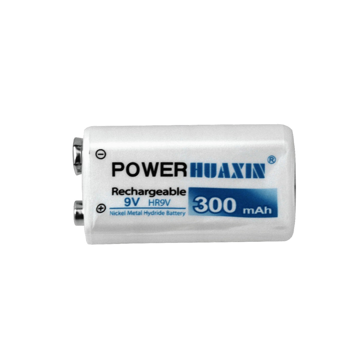 9V-300 HUAXIN Batería recargable de 9 voltios Capacidad 300 miliamperios-hora Tecnología Níquel-Metal Hidruro Modelo HR9V