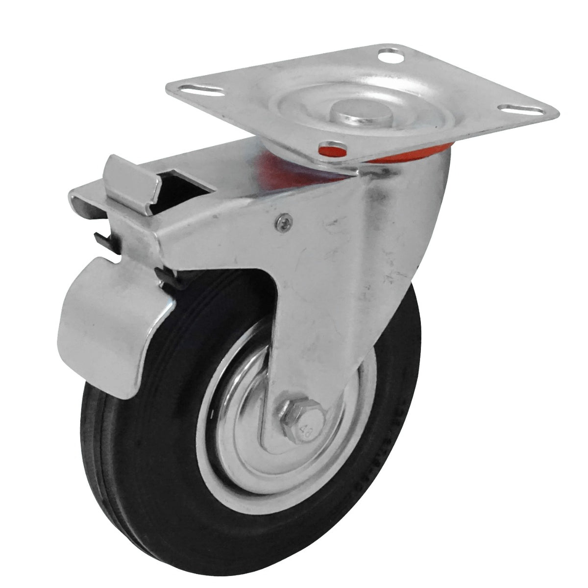 RUEDE-5 Rueda Giratoria de 5 Pulgadas con Freno Acabado Negro Capacidad de Carga 125Kg Medidas 82x100x155mm