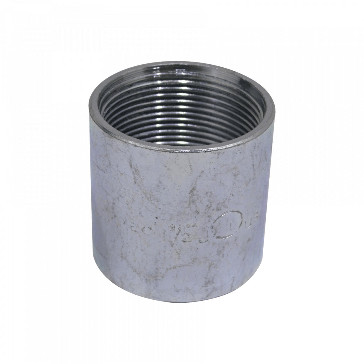 M15-COP Acople cilíndrico de acero zincado de 1-1/2 pulgadas, longitud total 54mm, con rosca interna