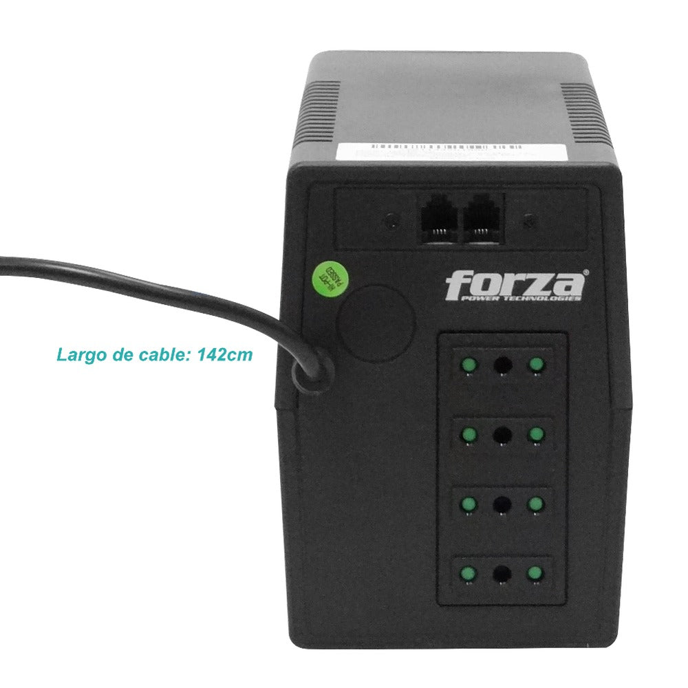 NT-1012C FORZA 54WH 1x9AH 1000VA 500W 4-IH-Chile AVR sin-USB 162-268VAC 2-RJ SAI/UPS