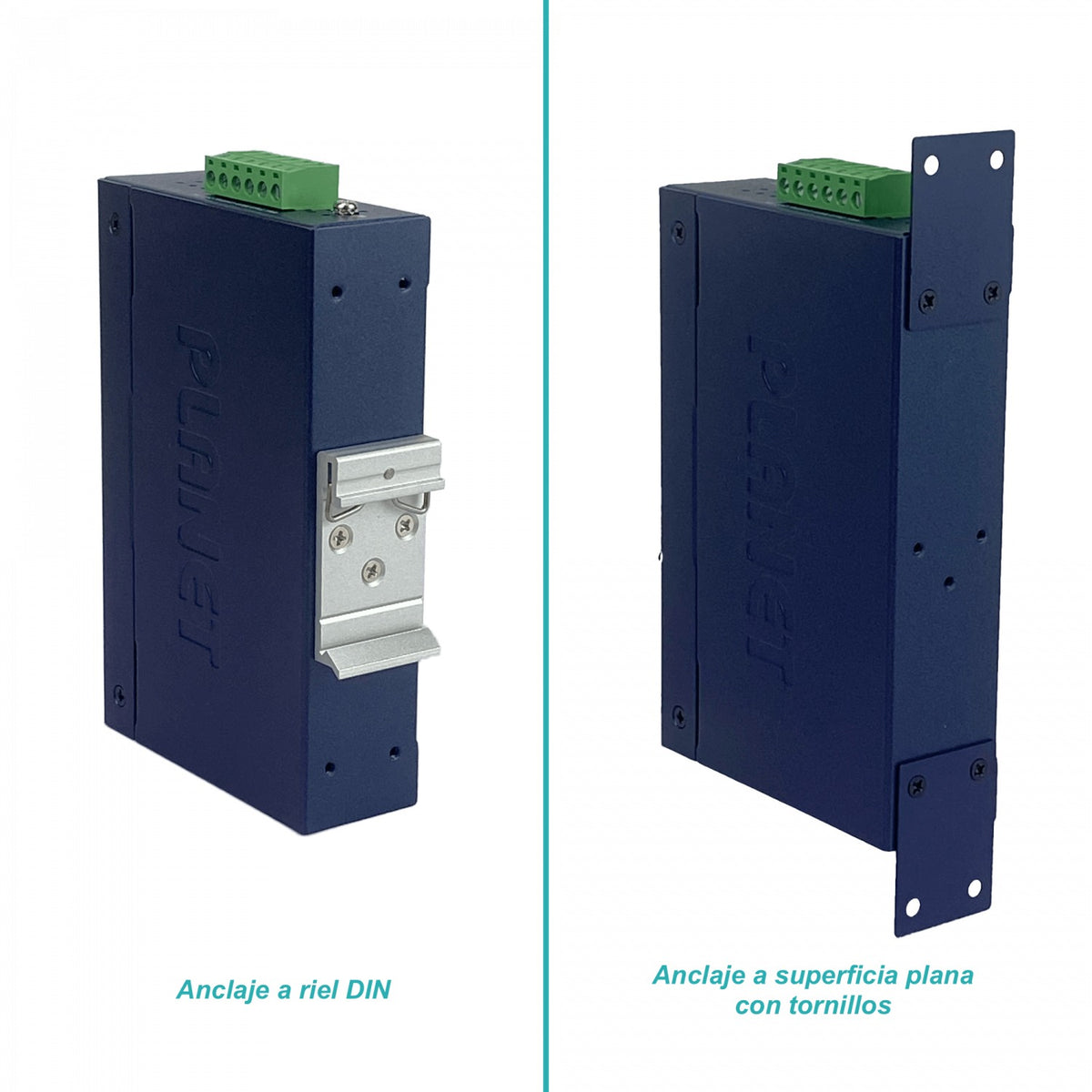 IGT-905A PLANET Convertidor de Medios Industrial para Riel DIN con Slot SFP 10/100/1000, Alimentación 9-48VDC