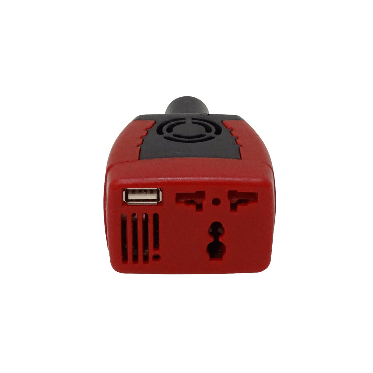 INV-1502 Inversor de corriente 150W entrada 12VDC salida 220VAC sin ventilador integrado con puerto USB de salida 5V 500mA