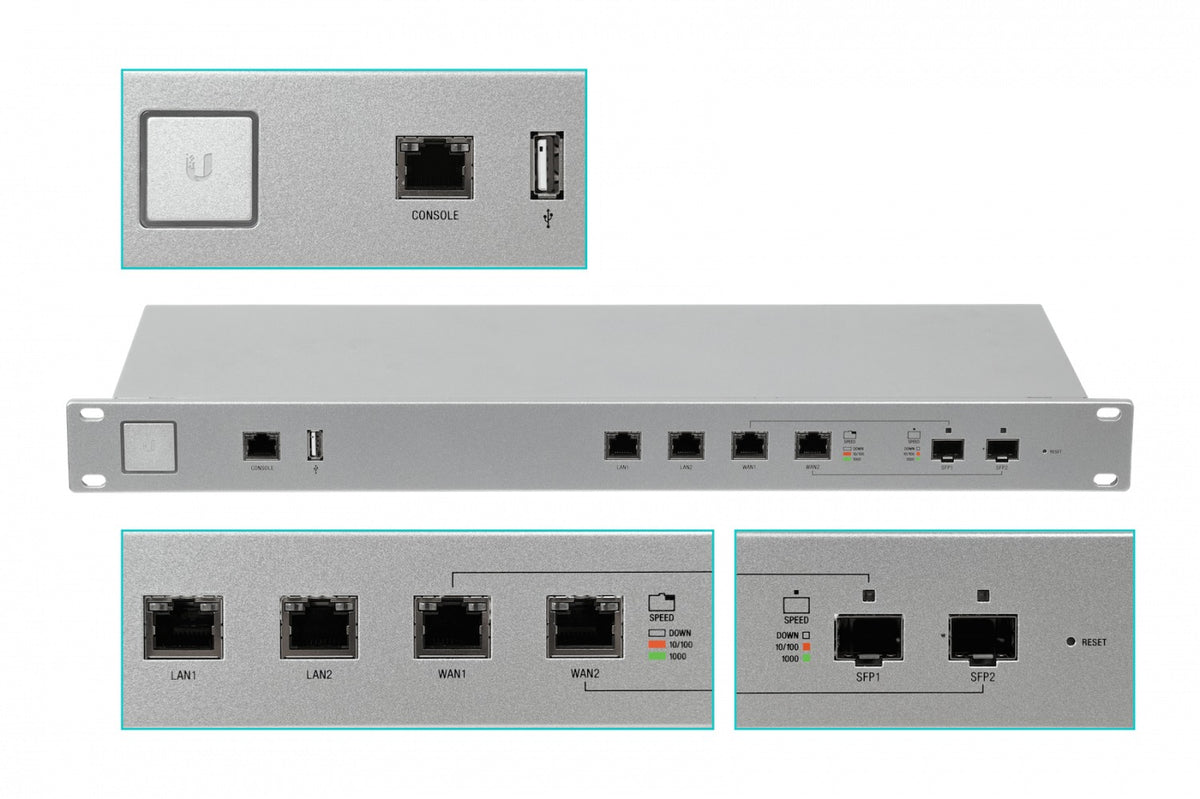 USG-PRO-4. UI UniFi 2-1000-LAN 2-SFP-Combo-WAN Console-RJ45/USB Router Rack USG-PRO-4-EU. UBIQUITI