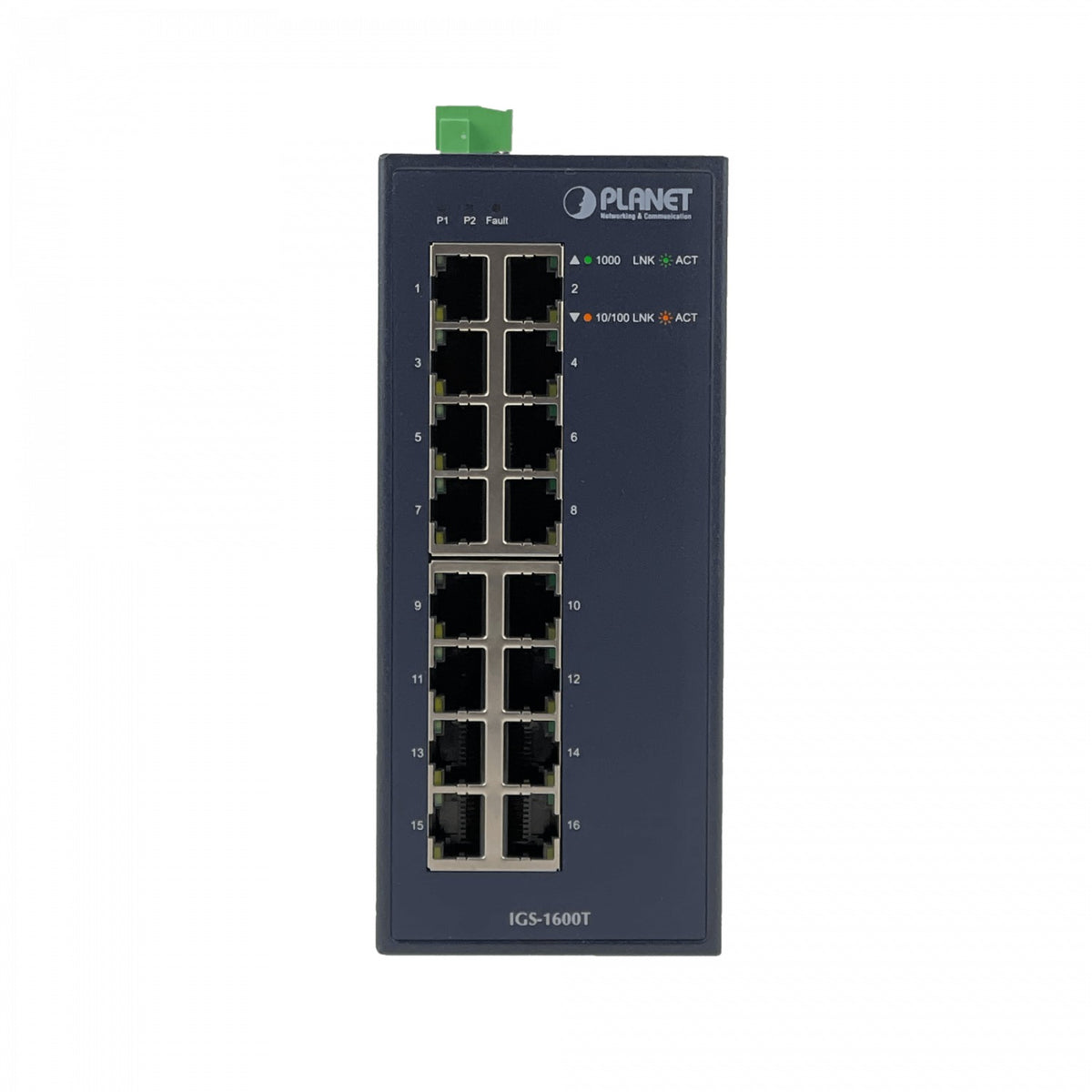 IGS-1600T PLANET Conmutador Industrial de 16 Puertos 10/100 Mbps No Gestionable Montaje en Carril DIN IP30 Alimentación 12-48VDC