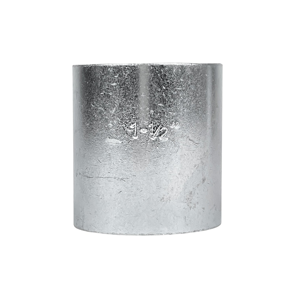 M15-COP Acople cilíndrico de acero zincado de 1-1/2 pulgadas, longitud total 54mm, con rosca interna