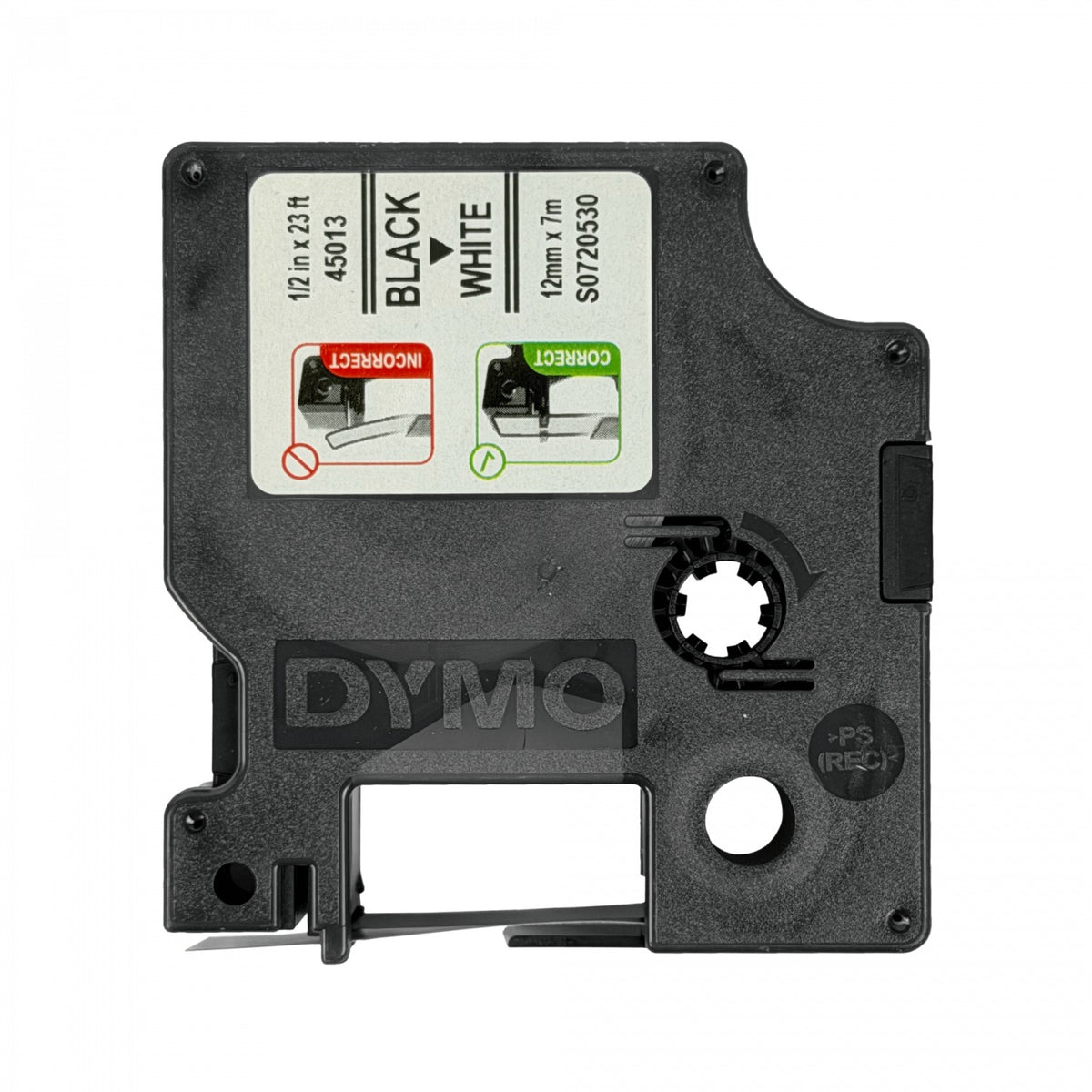 45013 Casete de etiquetas DYMO D1 de 12 mm con texto negro sobre base blanca y longitud de cinta de 7 metros
