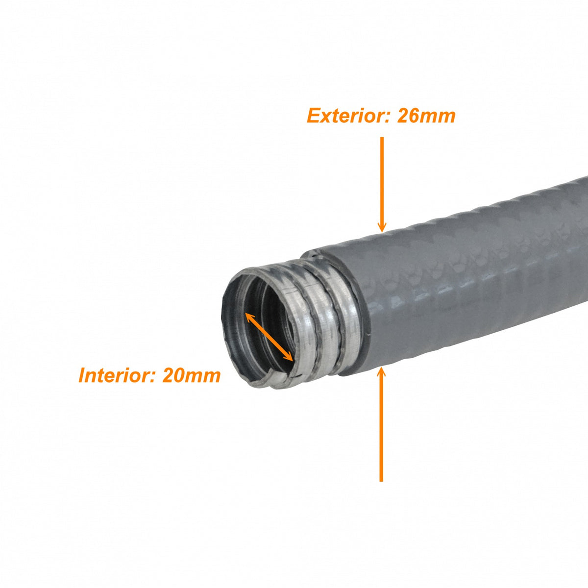 FLEXU-25 Rollo de 30 Metros de Tubería Conduit Metálica Semi-Flexible Recubierta de PVC de 25mm (3/4 de Pulgada)