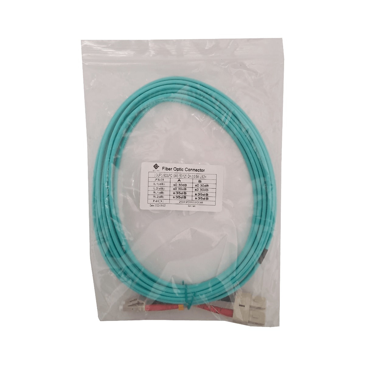 JF3LC5 5mt LC-SC OM3 MultiModo MM Duplex Jumper Fibra 50/125um 3.0mm LSZH