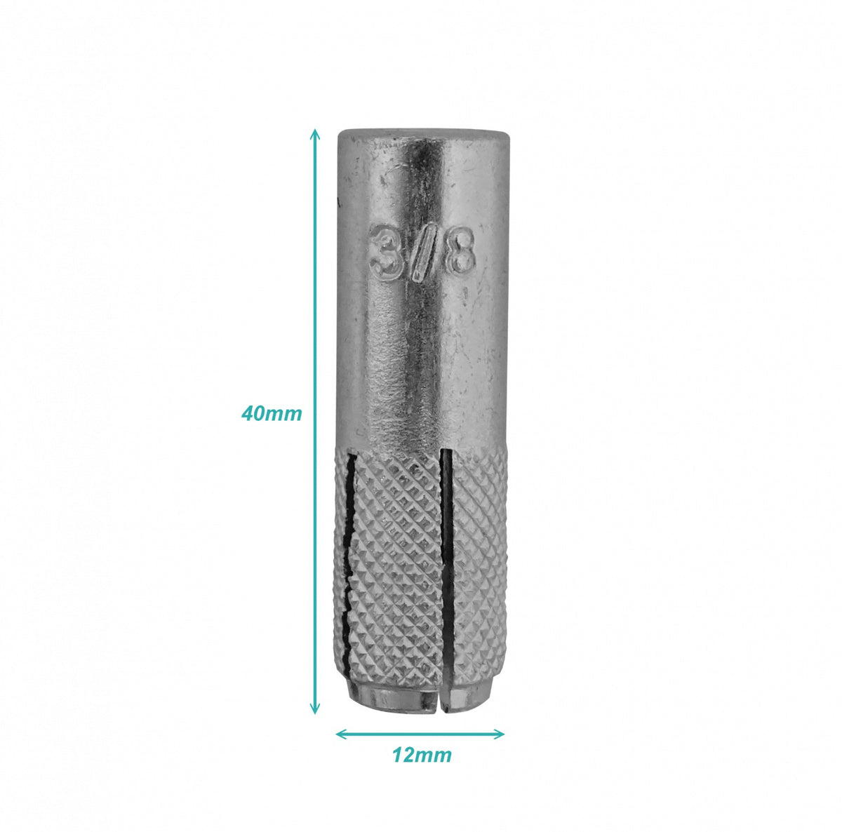 ANCLA-38 Rosca interna 3/8pulgadas Ancla Fijación para Hormigón 12x40mm