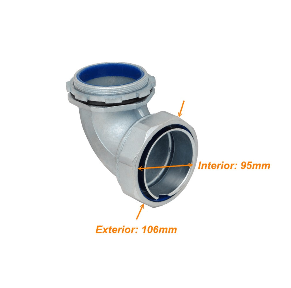 M90-SAC Metalico 90mm Codo Prensa Estopa para Flexible Aislacion IP65