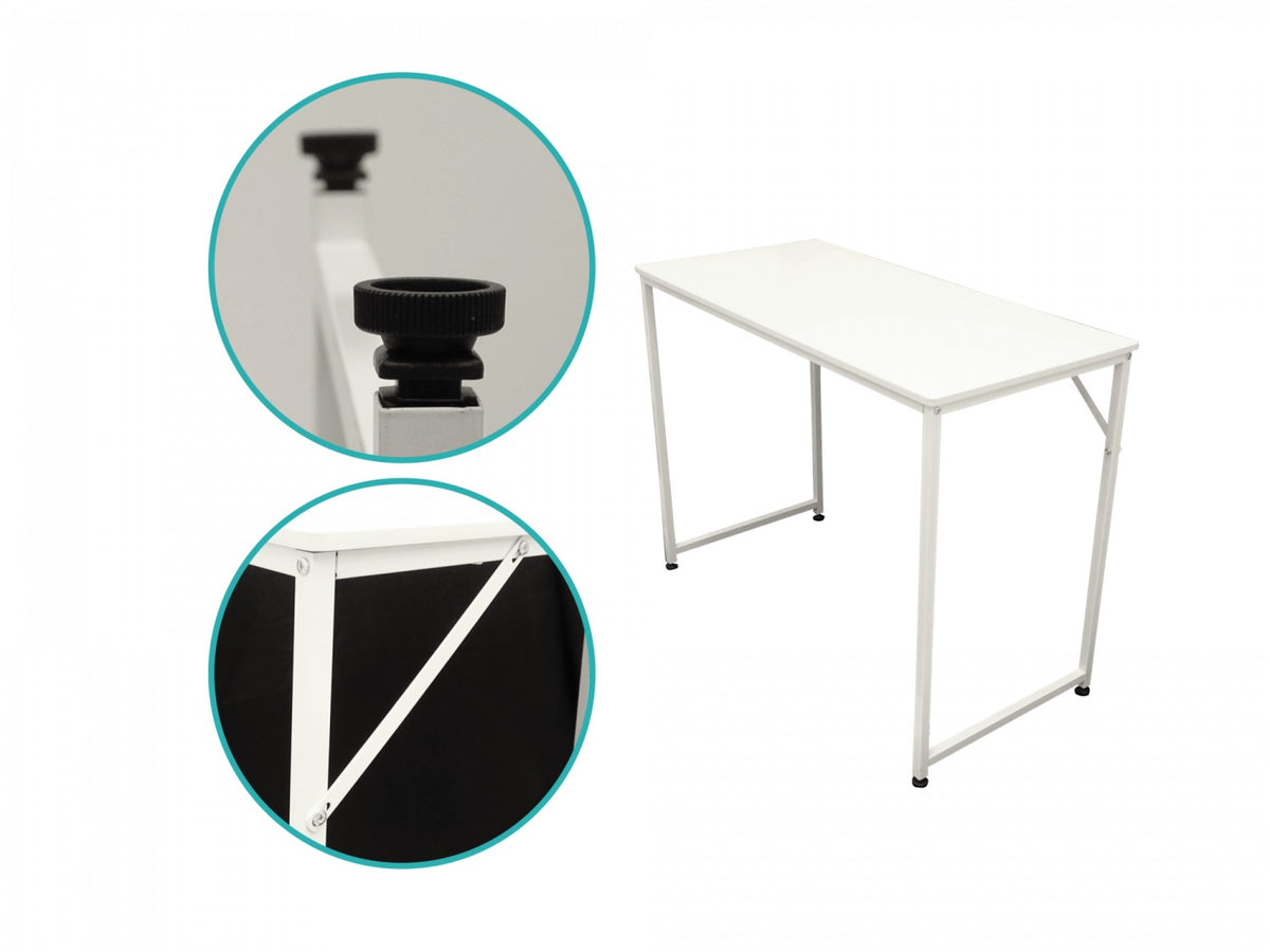 MESA-E Escritorio Plegable 100x48x75cm Superficie Aglomerado MDF 12mm Estructura Metálica con Patas de Acero
