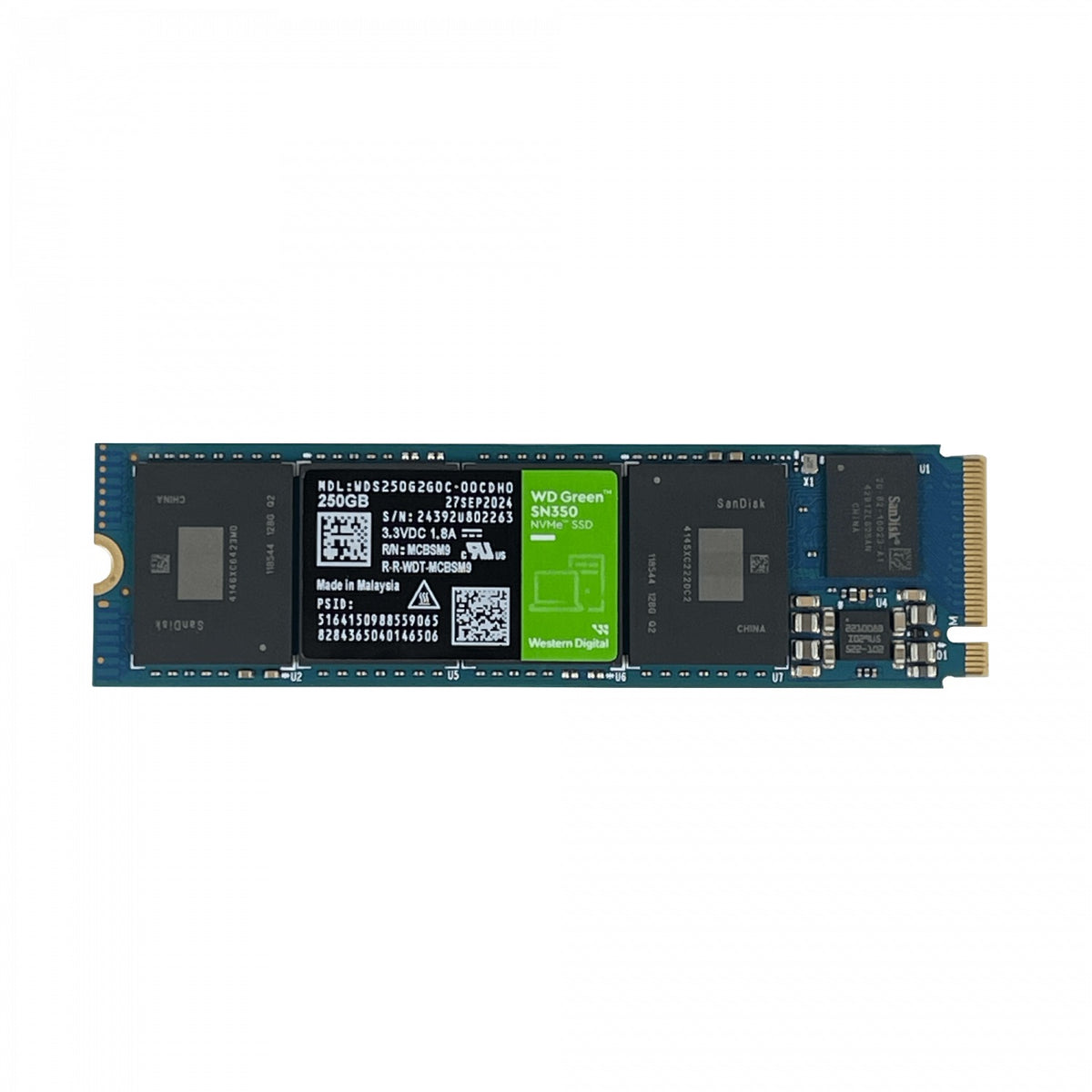 SSD250N WESTERNDIGITAL 250GB NVMe M.2 2400-900mb/s Disco Estado Sólido M.2 WDS250G2G0C