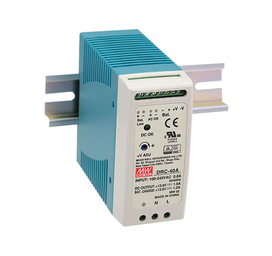 Fuente de poder riel DIN con UPS 40W DRC-40 - 13.8V / 13.8V