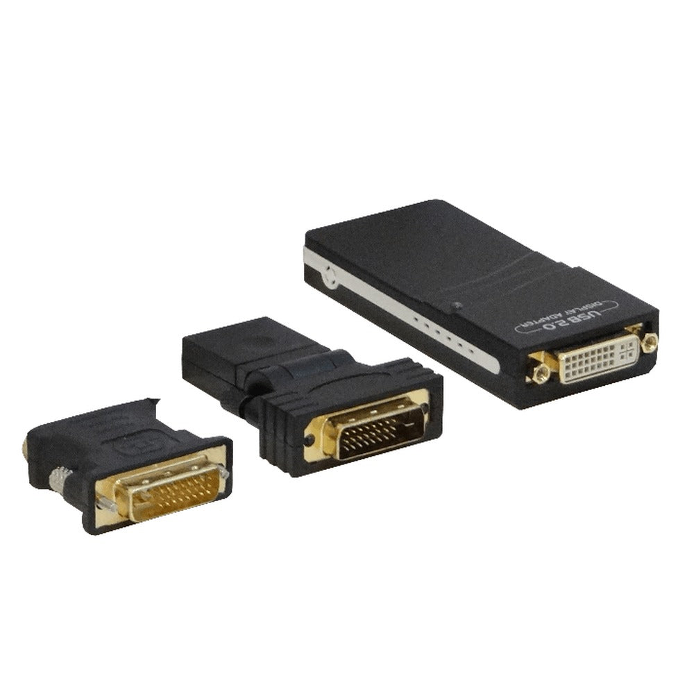 USB-DVI USB2.0-entrada DVI-salida 2048x1152-32bit incl/DVI-HDMI incl/DVI-VGA