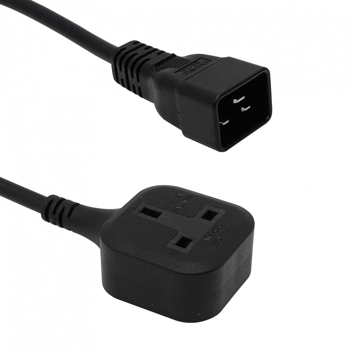 NDMU Cable de alimentación Macho C20 a Hembra UK 0,5 metros Negro 50cm