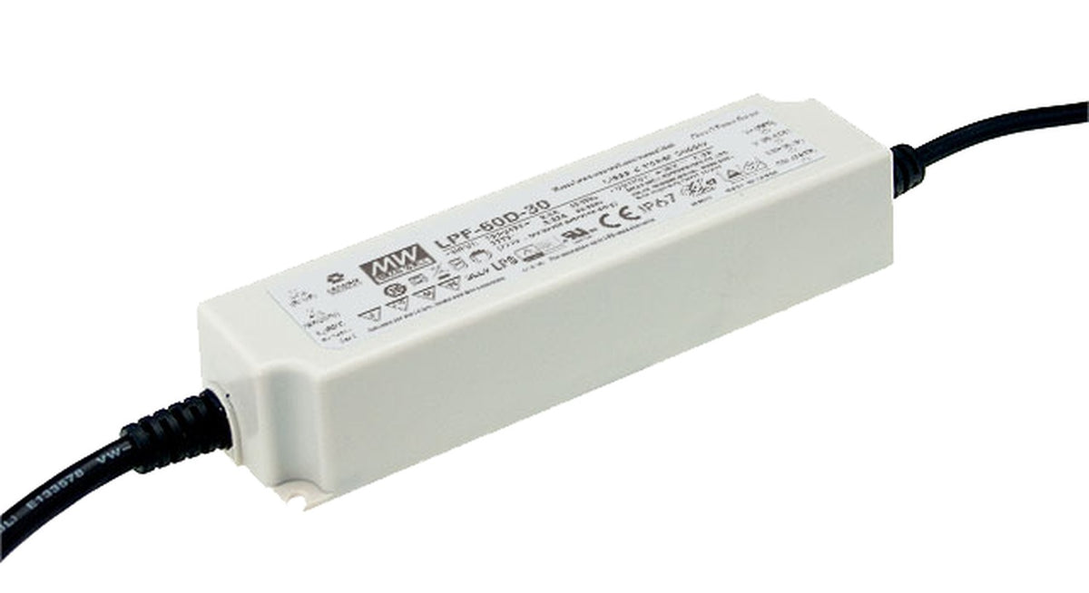 Driver LED plástico corriente PFC IP67 60W LPF-60D - 1250mA