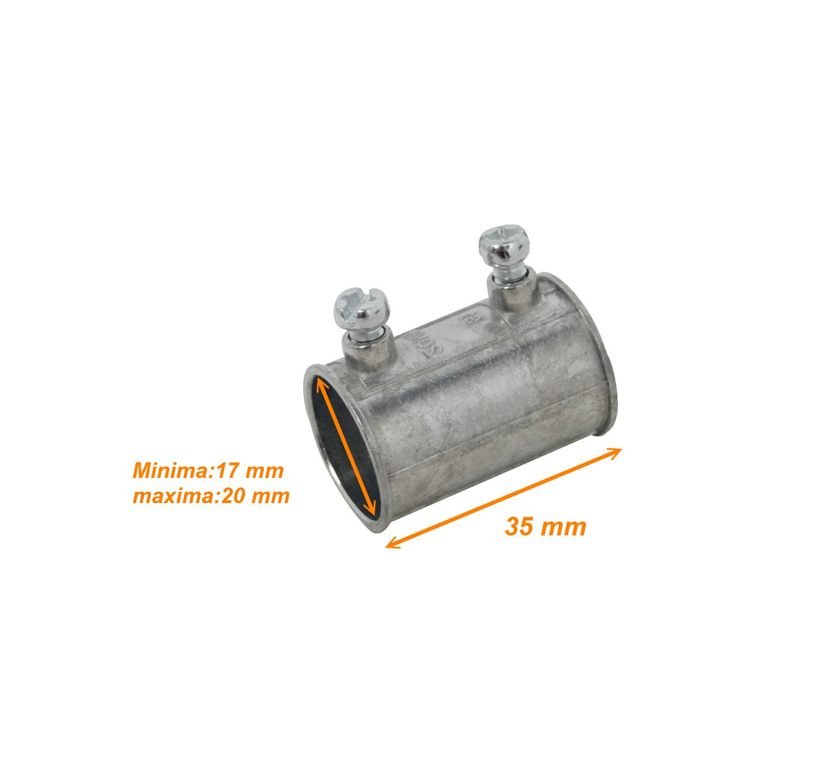 EMT20-U Acople de Zinc 20mm para Tubería Conduit Metálica Pesada