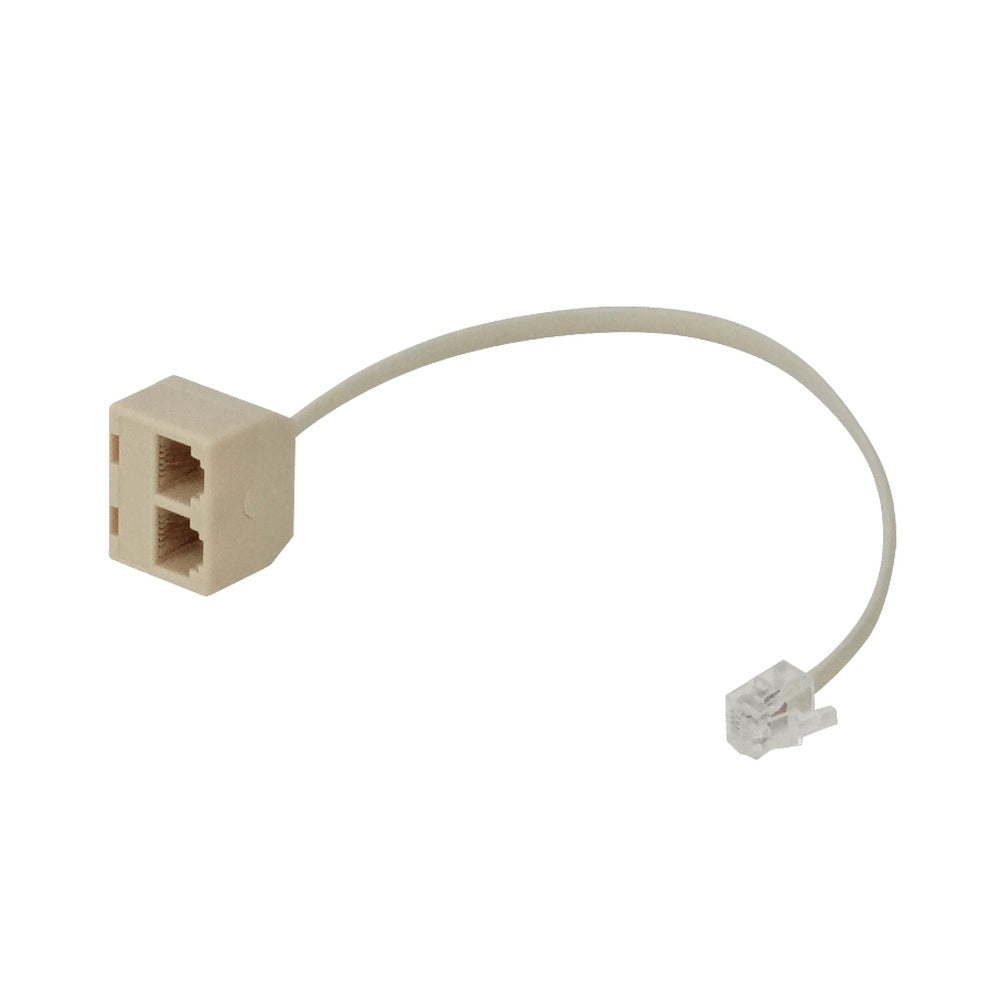 RJ11-CP2 Adaptador en Y con 2 puertos RJ11 hembra y 1 RJ11 macho, configuración 6P4C compatible con RJ14