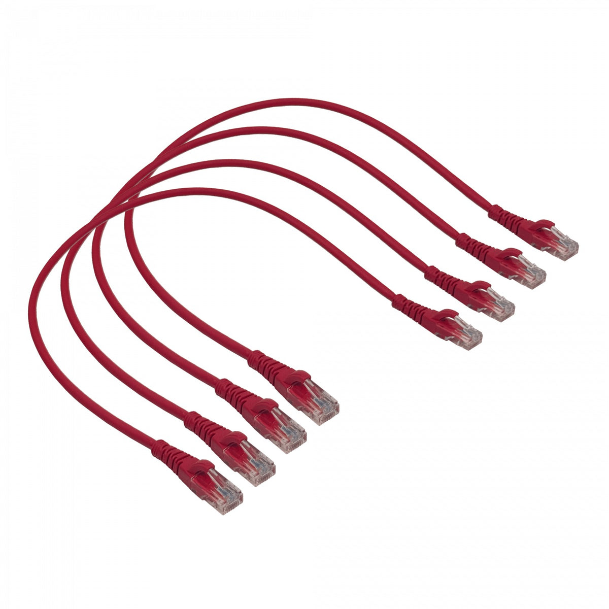 CPR-05-4. LINKMADE Lote de 4 latiguillos de red RJ45 de 50 cm, categoría 5E, color rojo, cubierta LSZH, cable multifilar moldeado.