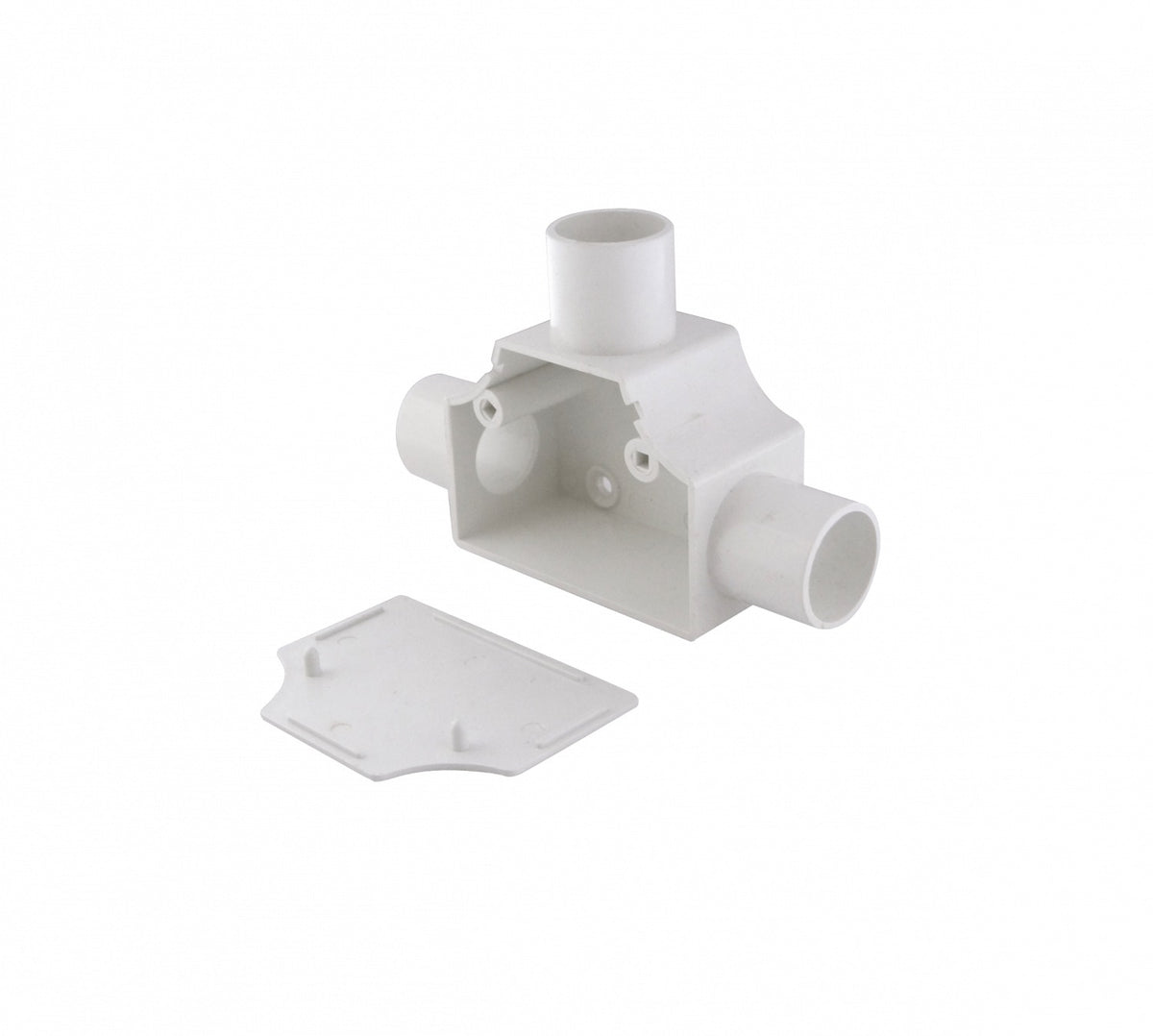 PVC20-TT LINKCHIP Derivación en T con cubierta para conducto de PVC blanco de 20mm de diámetro.