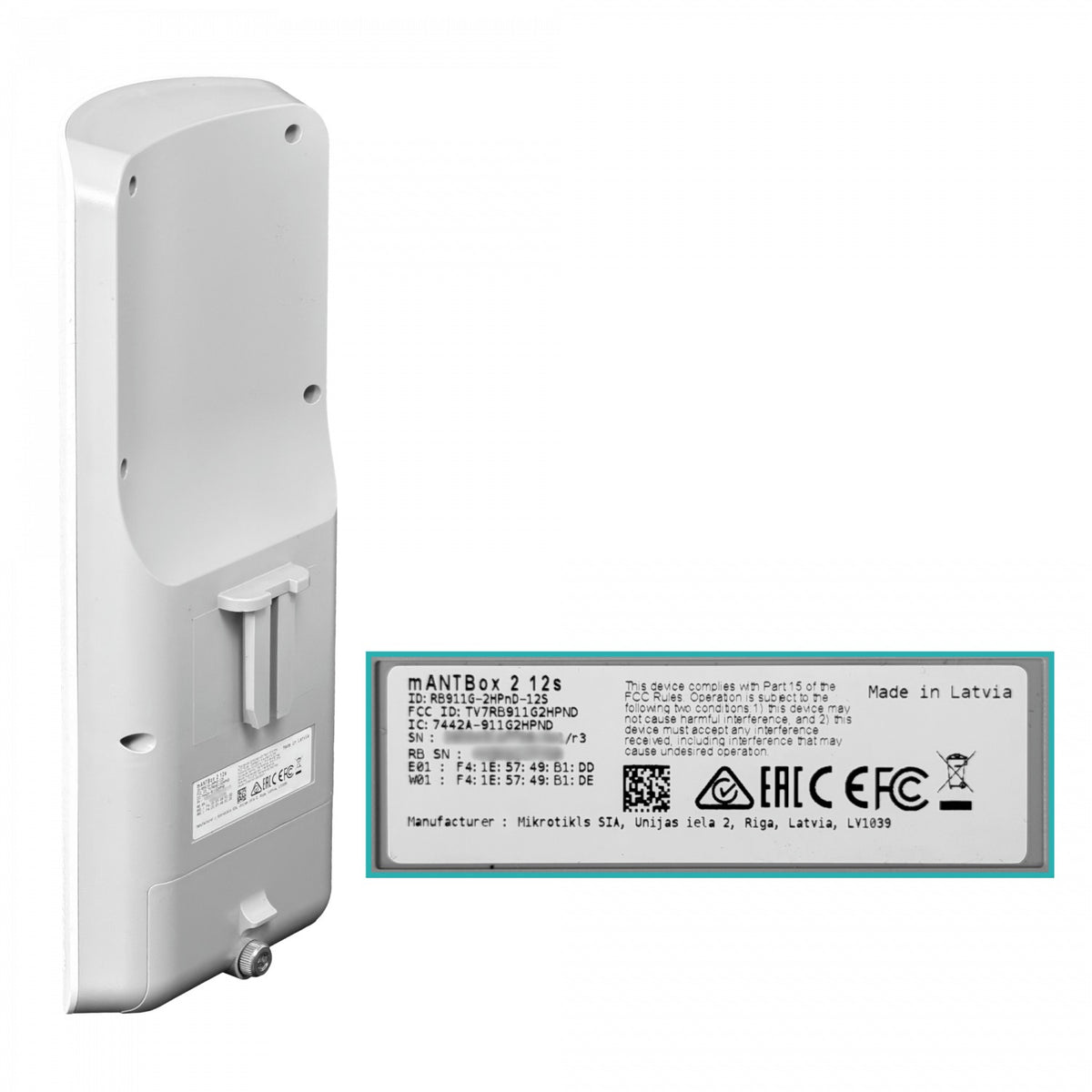 MANTBOX2-12S MIKROTIK 1-1000 12dBi 120º 2,4GHz 30dBm inc24V L4 RB911G-2HPnD-12S