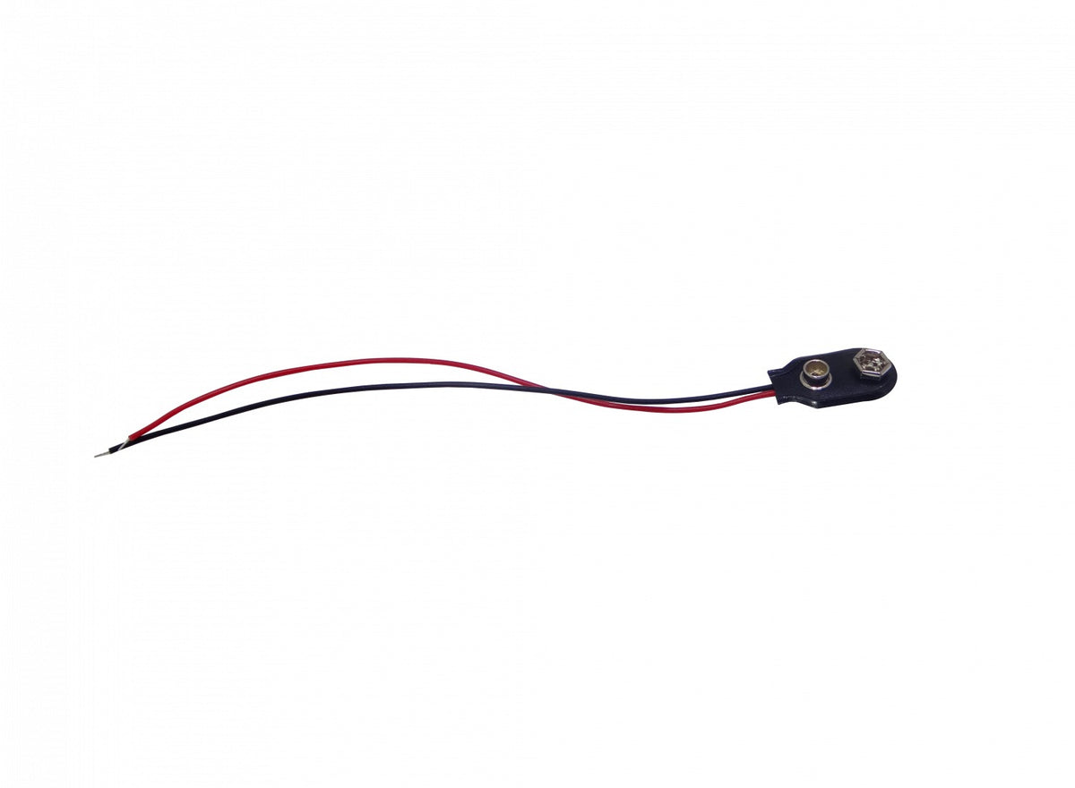 PORTA-9V Soporte para Batería de 9V Negro con Cable de 14cm