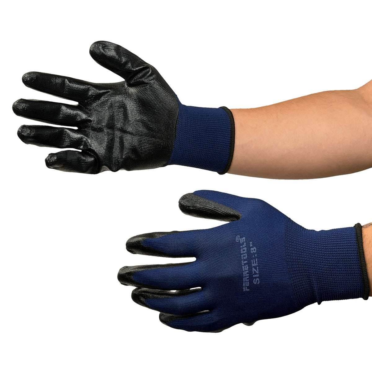 GUANTES-ANTIES Guantes de Protección Anti-estática en Poliéster con Palma de Nitrilo Color Negro Tamaño 8 Mediano