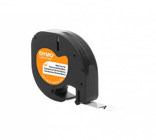 18771 DYMO Planchable p/Tela Negro sobre Blanco 12mm x 2mt Etiqueta Letratag