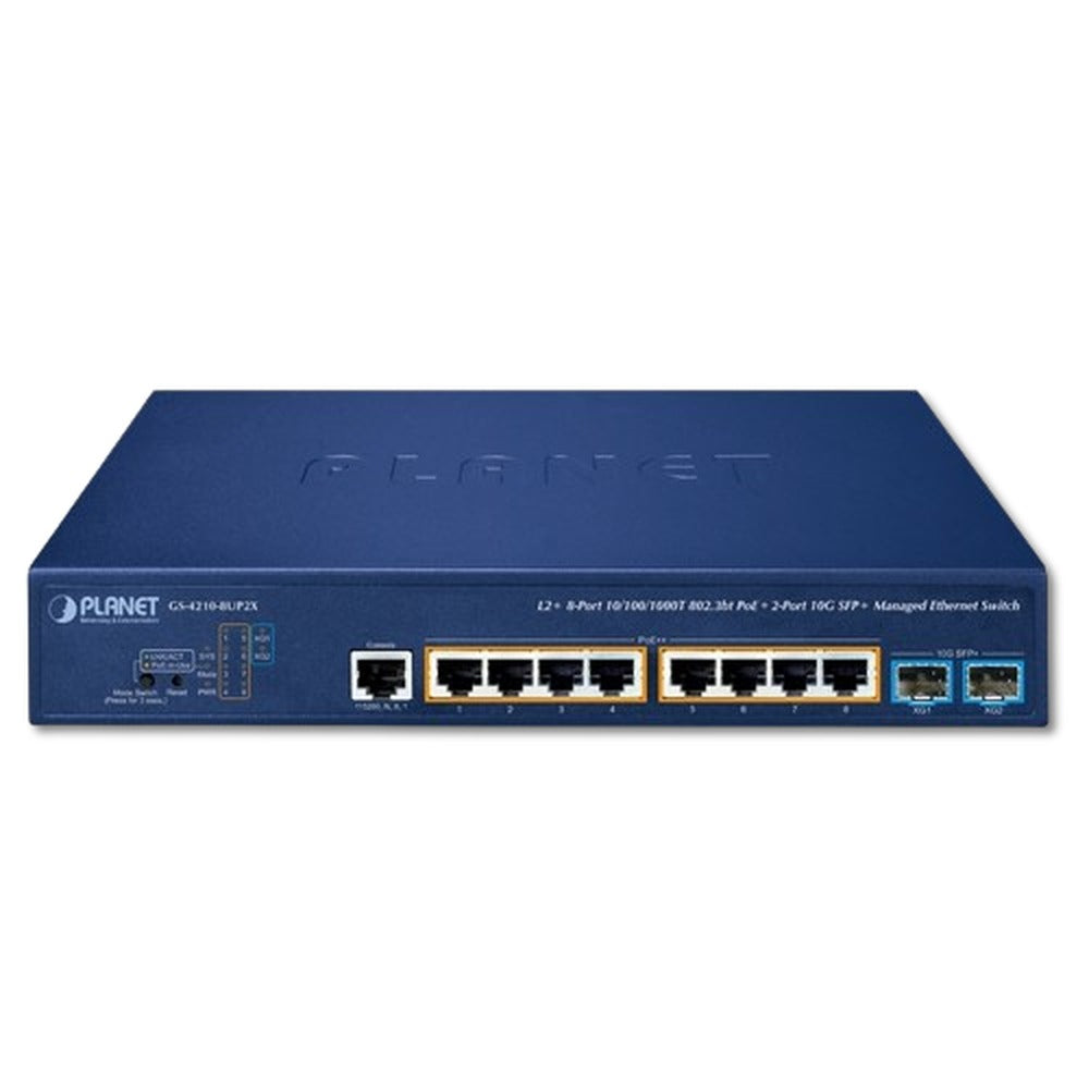 Switch Administrable PLANET GS-4210-8UP2X, 8 Puertos Gigabit PoE++ y 2 Puertos 10G SFP+