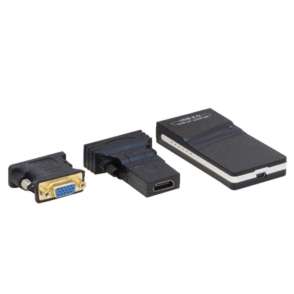 USB-DVI USB2.0-entrada DVI-salida 2048x1152-32bit incl/DVI-HDMI incl/DVI-VGA