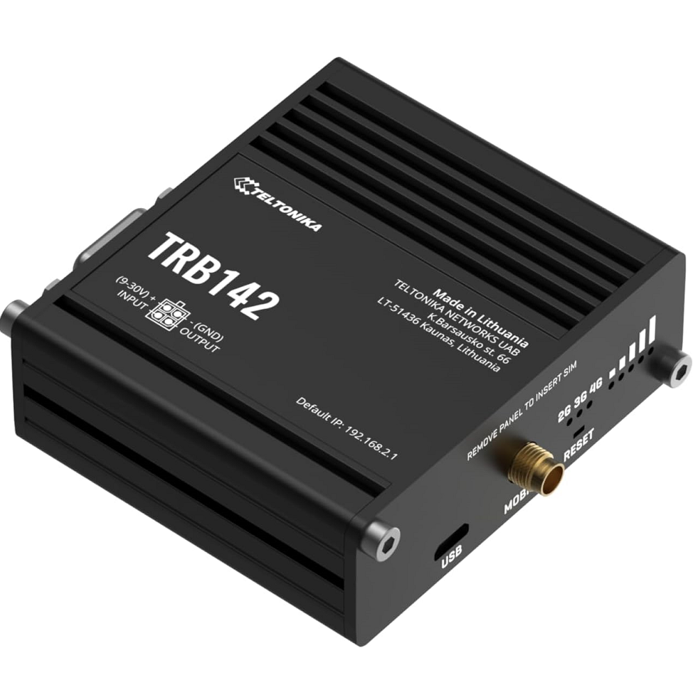 Pasarela de Comunicación Celular de Uso Industrial Teltonika TRB142 Tecnologías 2G/3G/4G Categoría 4 Puertos Serie RS232 Entradas/Salidas Digitales