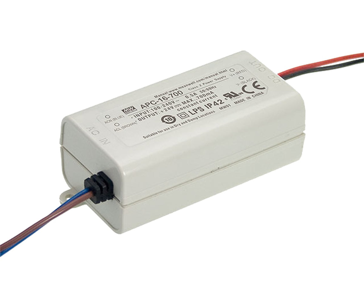 Driver LED plástico corriente 16W APC-16 - 700mA (comúnmente usado)