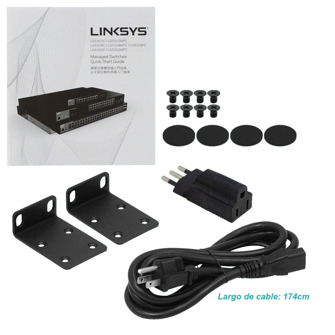 LGS352MPC LINKSYS 48-1000-PoE-at 4-SFP+10G 740W-total Conmutador Admin-RJ45-Consola Rack