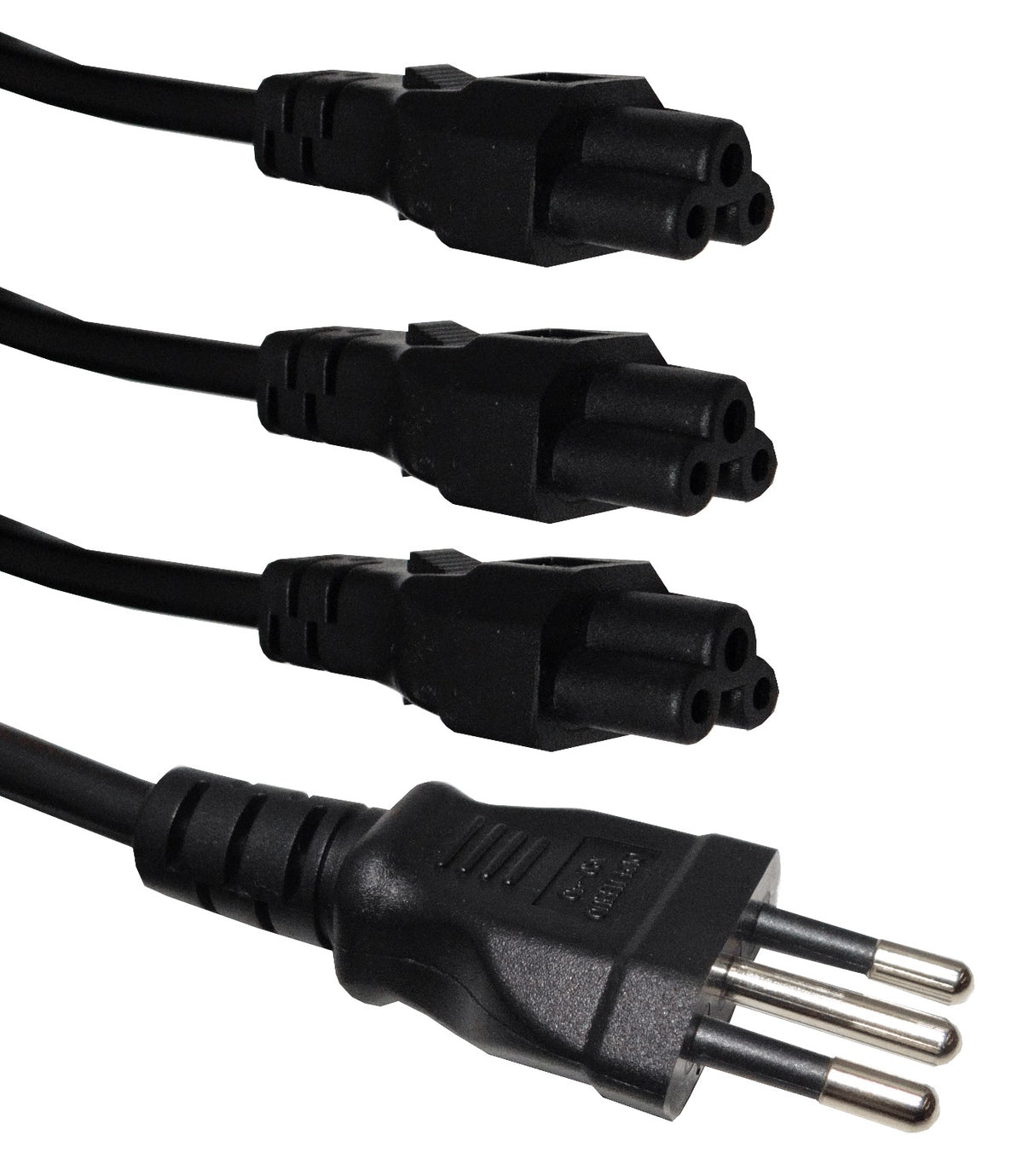CIMT3 Alargador Triple 0,9mt Negro Enchufe-Hembra Clavija-Macho Cable Alimentación 6A 3x0,75mm2