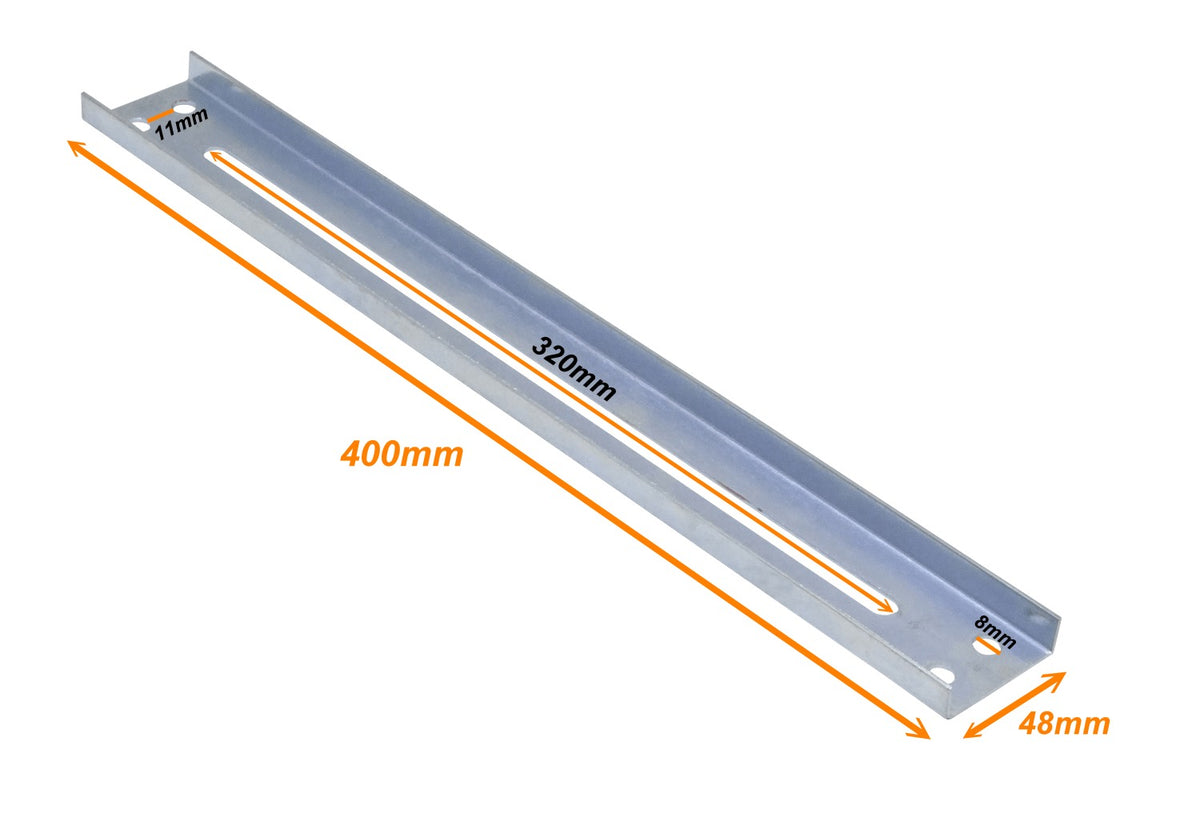 CCA-40C 40cm 4-Perforaciones Barra Metálica Ranurada Soporte para CC-240 402x49x13mm