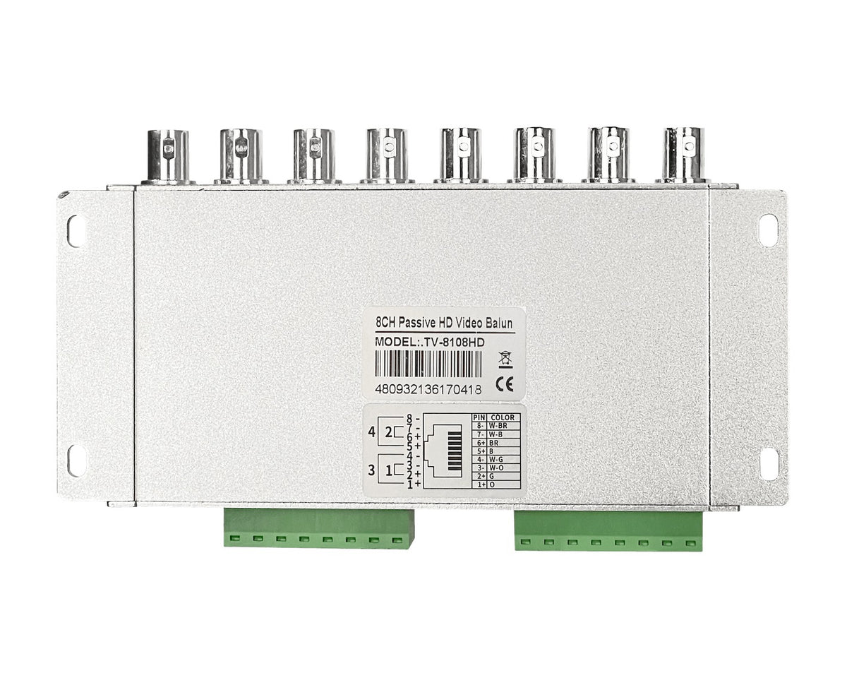 TRAN-8CH Transceptor Pasivo 8-Canales 2-RJ45 8-BNC CVI TVI AHD