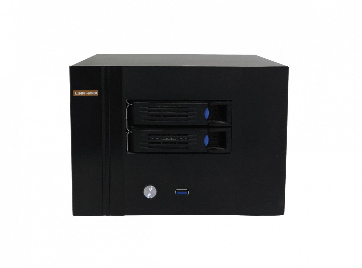 RAG-N2 LINKMADE 2 bahías hot-swap 3.5" 1 ranura PCI 1 puerto USB3 Gabinete desktop Mini-ITX Requiere fuente Flex ATX 1U