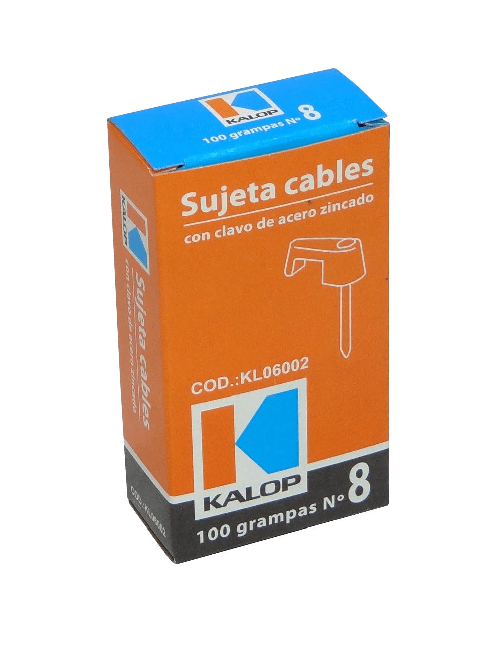 GRAMPA-8 KALOP 100-UN Nº8 Blanca 2,45x7mm Clavo-14x1,8mm Galvanizado Fijación-Cable