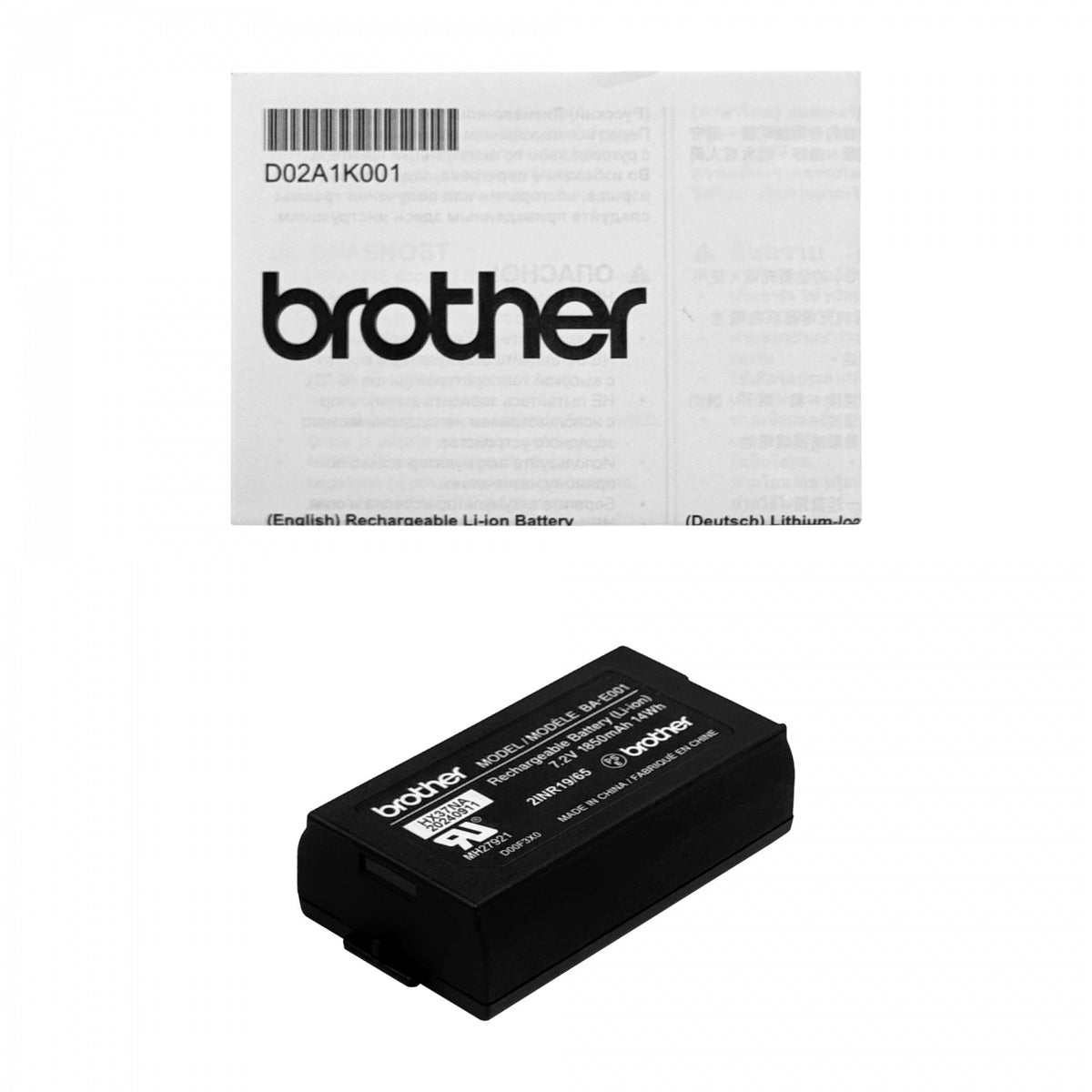 BA-E001 BROTHER Batería Recargable de Litio 7.2V, 1850mAh, 14Wh, Compatible con Rotuladoras PT-E550WVP y PT-E300VP, Referencia CN51B