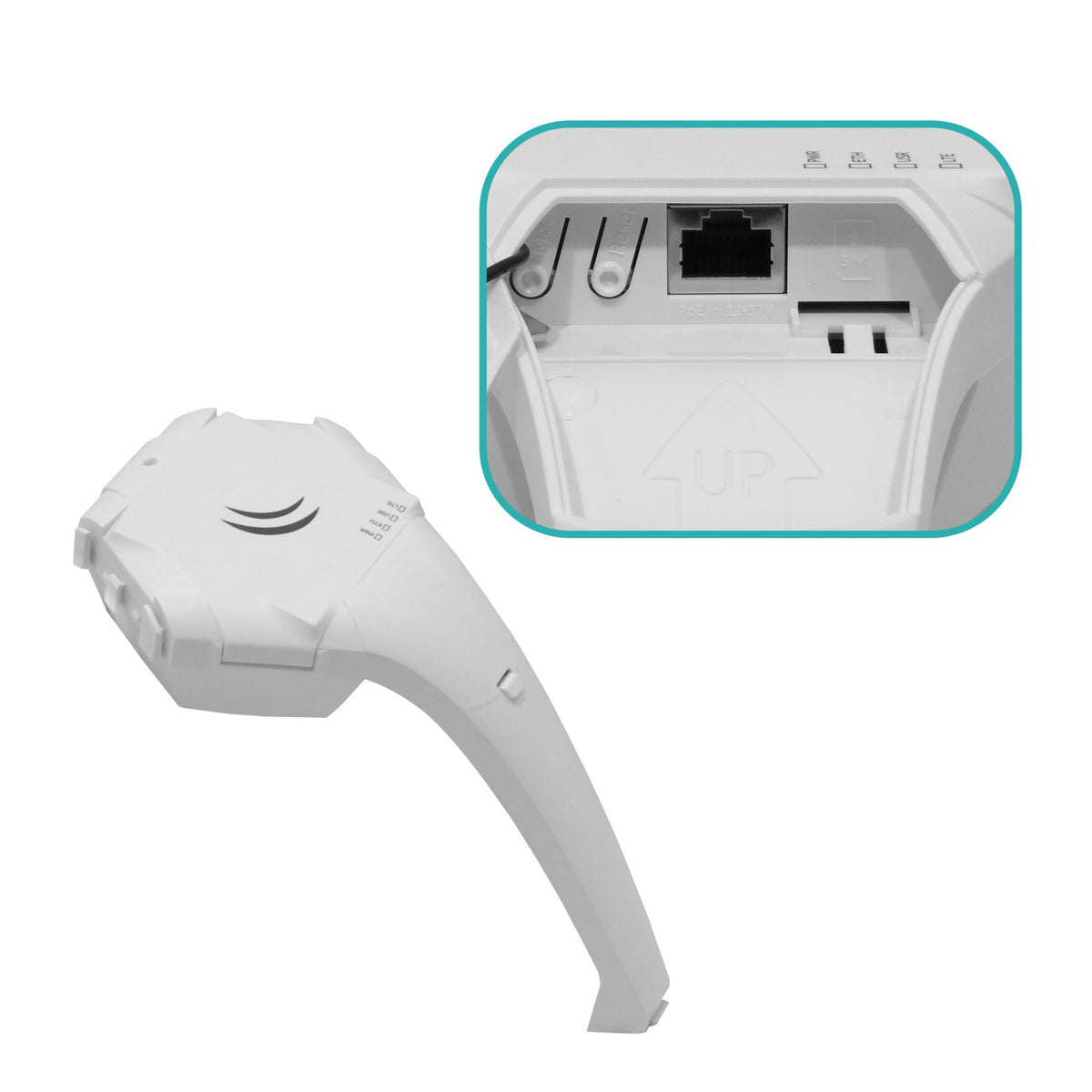 LHG-LTE6-KIT. MIKROTIK 1 puerto Gigabit Cable CAT6 ganancia 17dBi velocidad 300/50Mbps 1 ranura SIM ángulo 25º nivel 3 incluye alimentador 24V conectividad LTE/3G dimensión 391mm