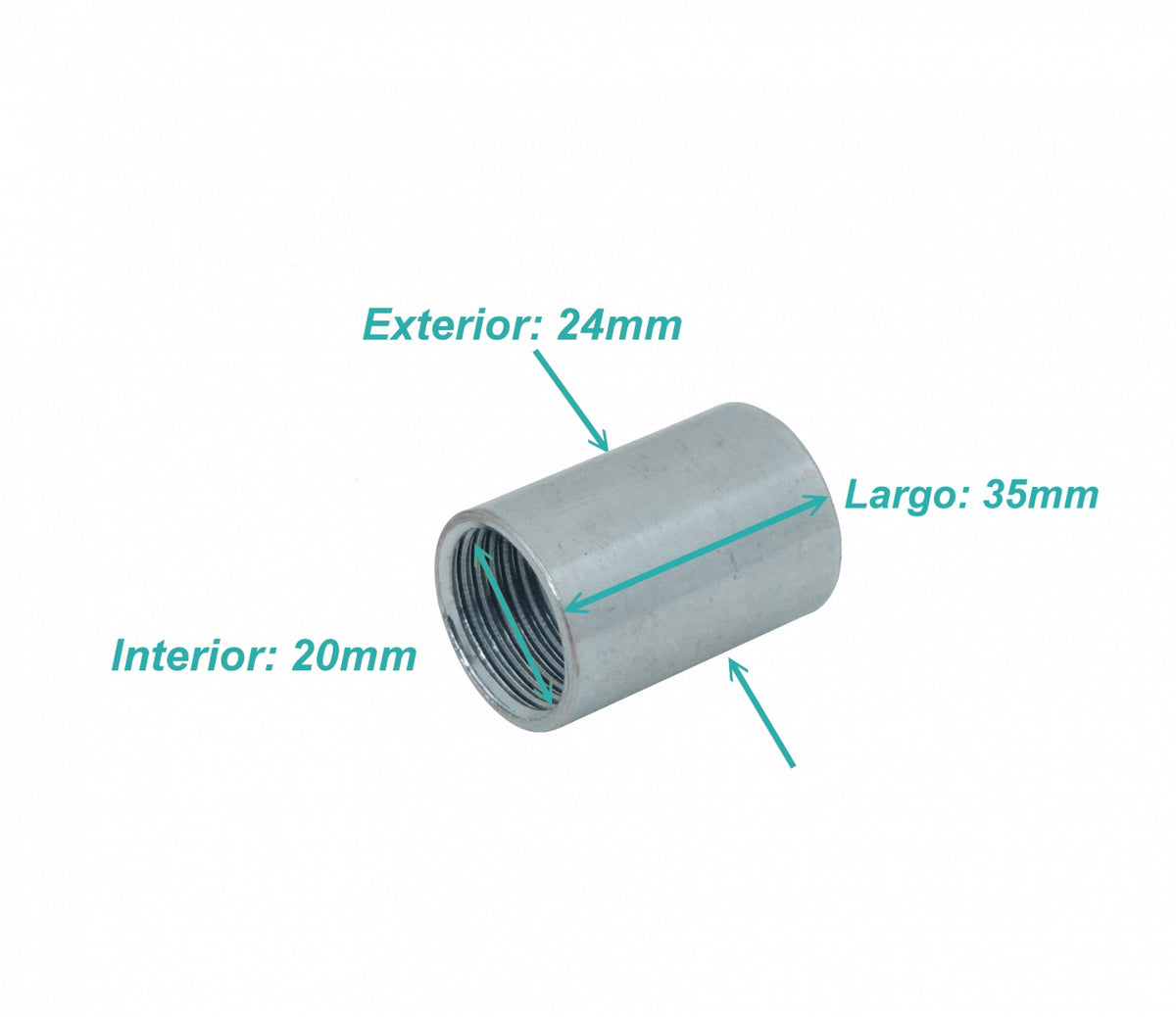 M12-COM IMC 1/2-Pulgada Acoplador Largo-35mm Rosca Interna 20/24mm-Diam-int/ext