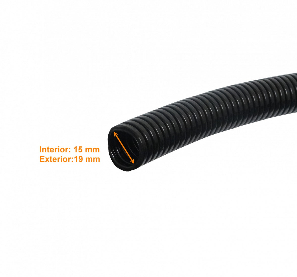 FLEP19 19mm Bobina-100mts 15mm-in Tubería Flexible Plástica Corrugada Negra PA