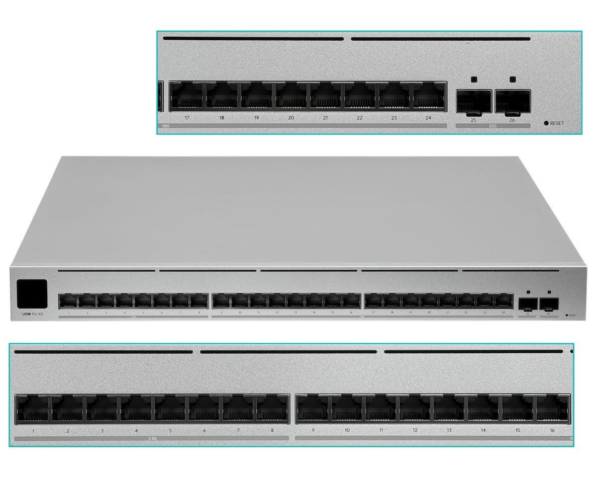 USW-PRO-XG-24. Conmutador UniFi de rack UI 8-2500 16-10G 2-SFP28 Administración L3 compatible con USP-RPS USW-PRO-XG-24-EU UBIQUITI