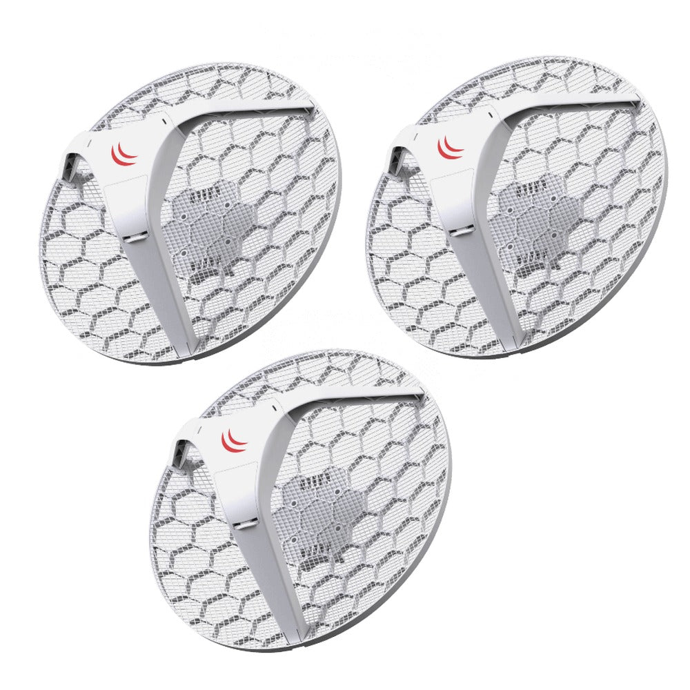 LHG-5-3U MIKROTIK 3-unids Grilla 24,5dBi 7º 1-100 2x2 L3 391mm inc24V RBLHG-5ND